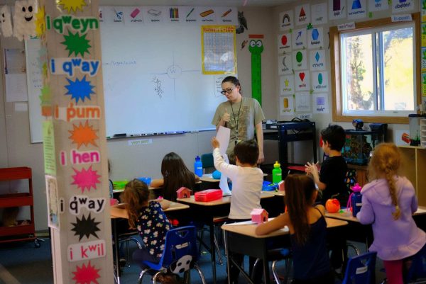 teacher conducting an kindergarten class