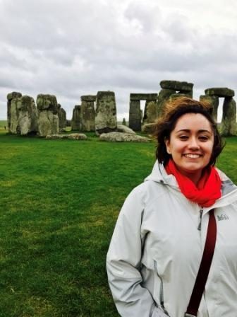 Megan Heller standing in front of Stonehenge