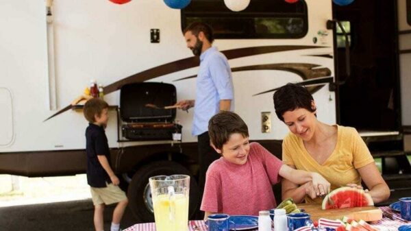 family staying at Kalispel RV resort