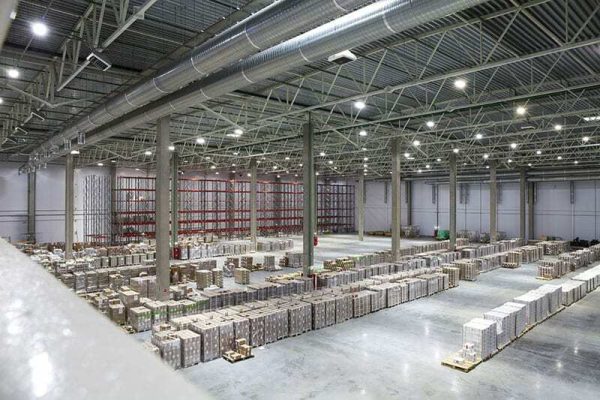 a warehouse full of pallets